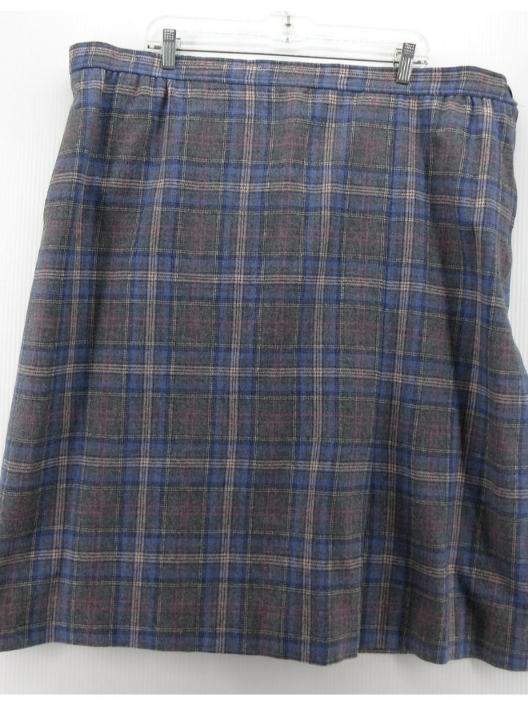 Vintage Pendleton Skirt 26w Plus Virgin Wool A-Line Plaid Usa Made